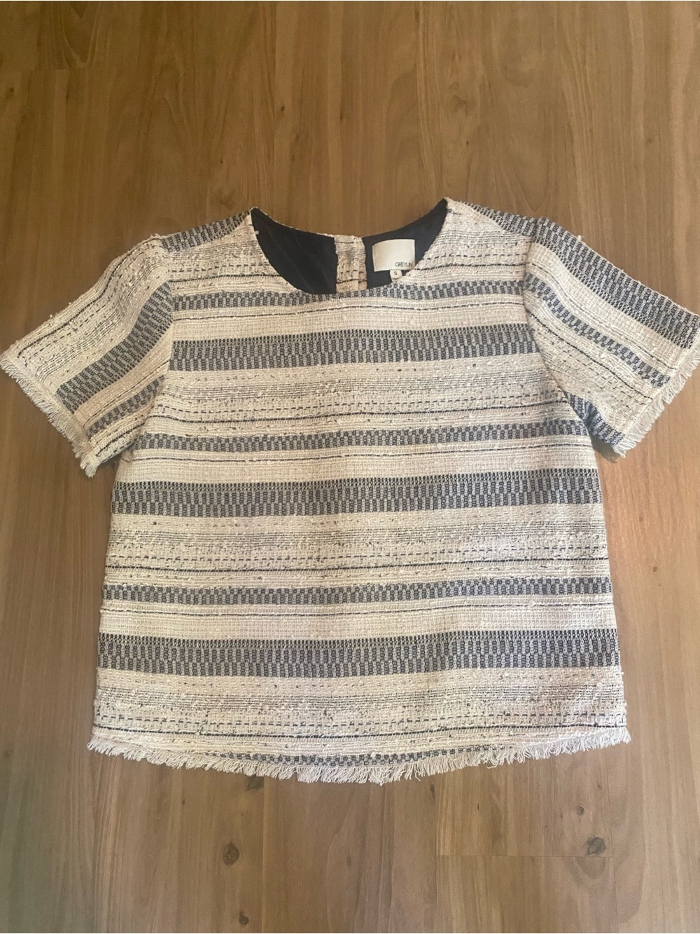 Anthropologie Greylin Stripe Textured Short Sleeve blouse